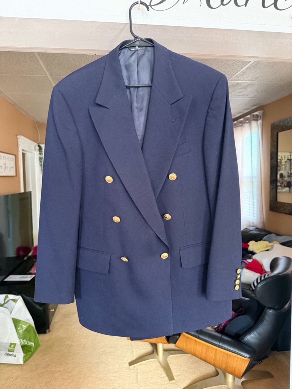 Ralph Lauren Double-Breasted Navy Blazer with Gold Buttons - Picture 2 of 8